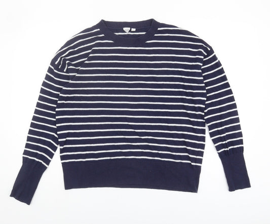 Gap Women's Blue Striped Pullover Jumper, Size L