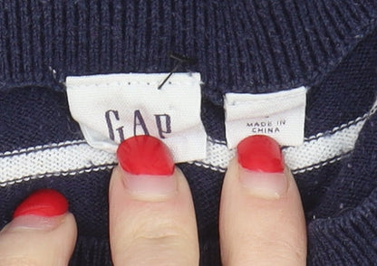 Gap Women's Blue Striped Pullover Jumper, Size L