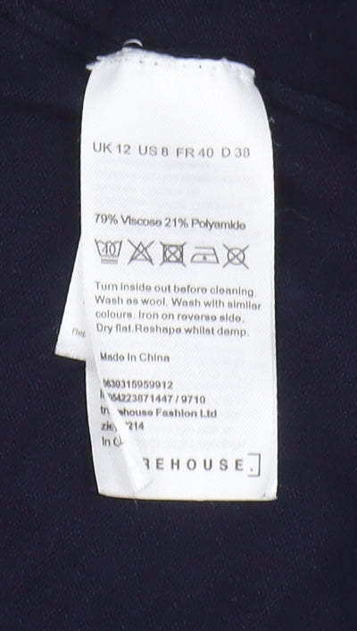 Womens UK Size 12 Warehouse Blue Cardigan Jumper