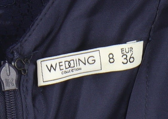 BHS Women's Blue Sleeveless Wedding Dress Size 8