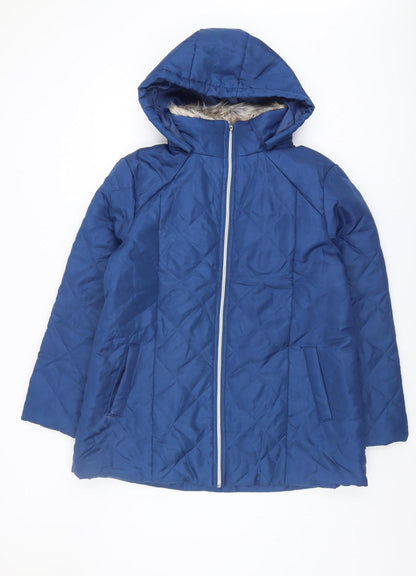 Womens UK Size M Anne de Lançay Blue Quilted Coat