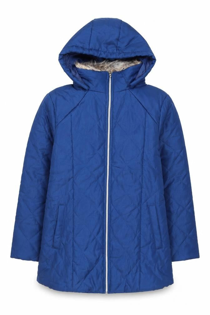 Womens UK Size M Anne de Lançay Blue Quilted Coat