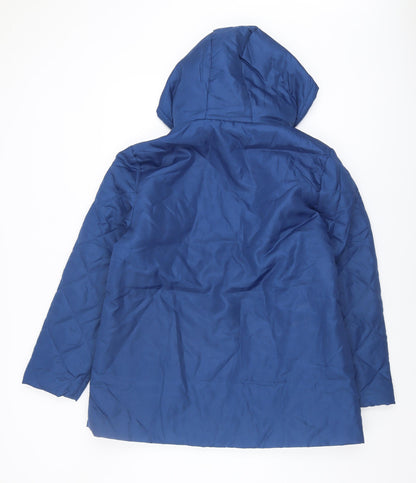 Womens UK Size M Anne de Lançay Blue Quilted Coat