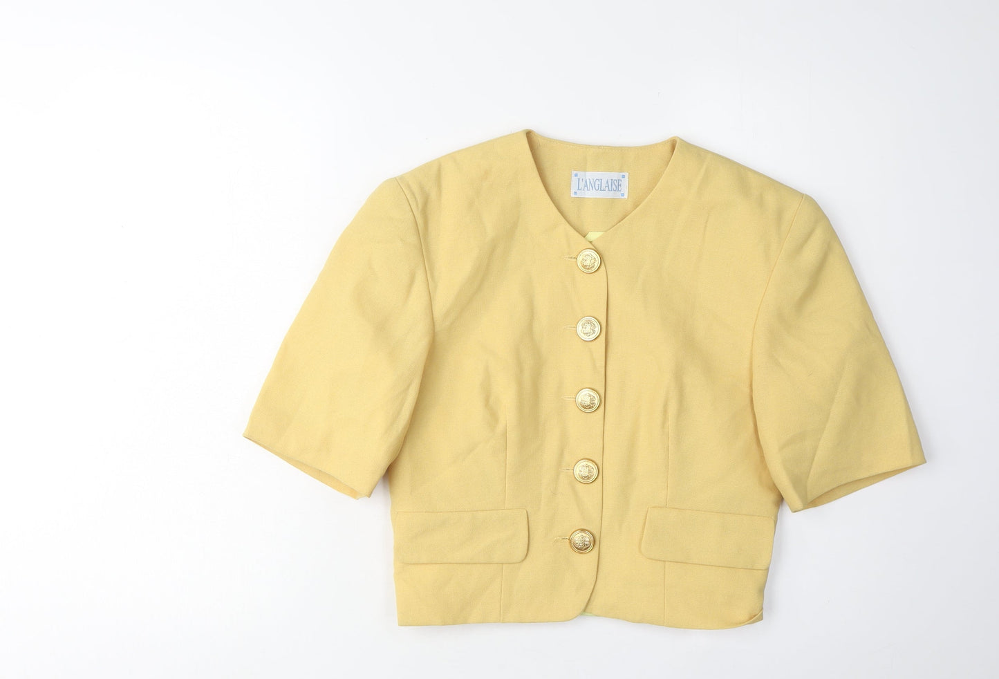 L'ANGLAISE Women's Yellow Blazer, Size 10, Short Sleeve