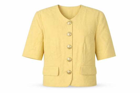 L'ANGLAISE Women's Yellow Blazer, Size 10, Short Sleeve