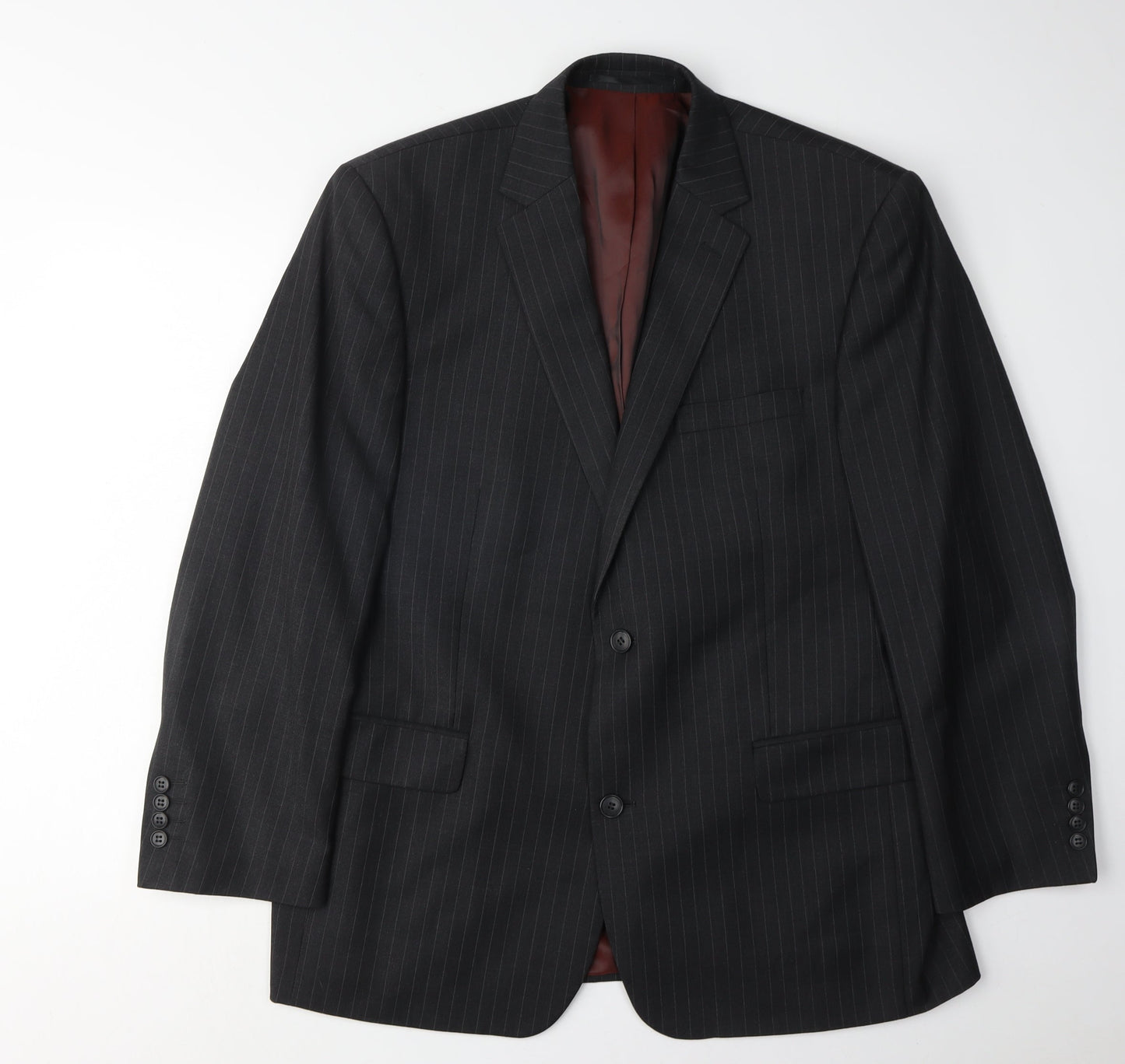 Mens UK Size 44 Charlton Gray Regular Black Suit Jacket