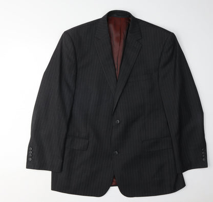 Mens UK Size 44 Charlton Gray Regular Black Suit Jacket