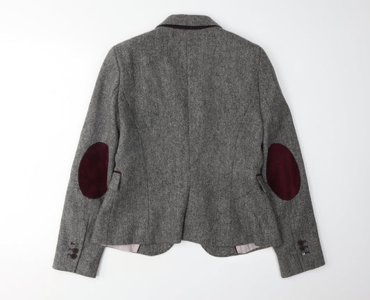 Zara Women's Grey Wool Blazer, Size 10, Lined, Autumn