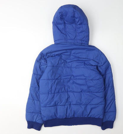 H&M Boys Blue Puffer Jacket 13 Years Hooded Winter Coat