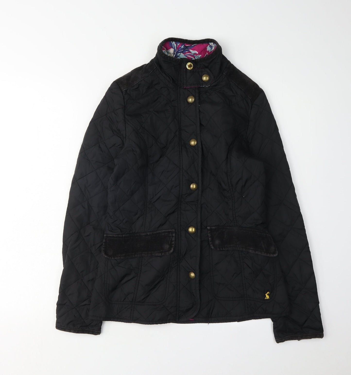 Womens UK Size 8 Joules Black Quilted Coat