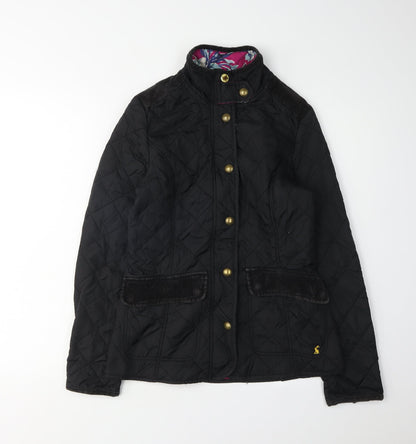 Womens UK Size 8 Joules Black Quilted Coat