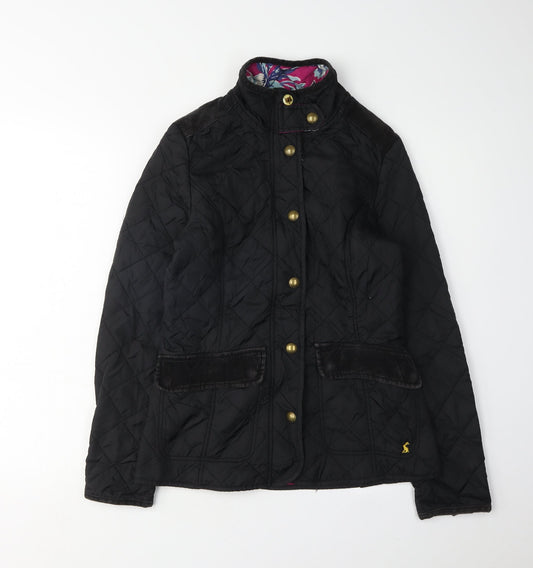 Womens UK Size 8 Joules Black Quilted Coat