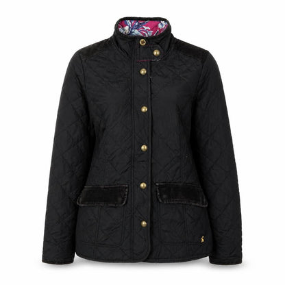 Womens UK Size 8 Joules Black Quilted Coat