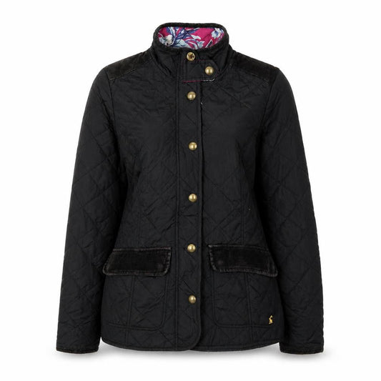 Womens UK Size 8 Joules Black Quilted Coat