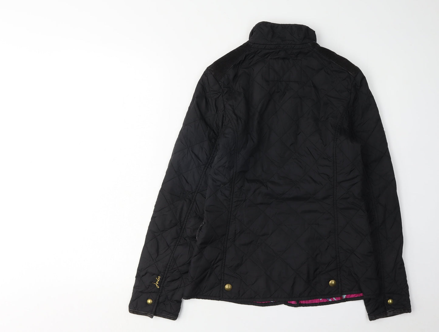 Womens UK Size 8 Joules Black Quilted Coat