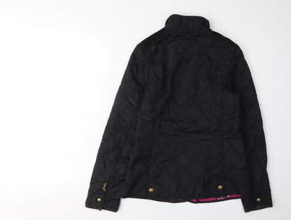 Womens UK Size 8 Joules Black Quilted Coat