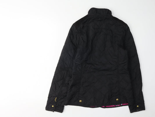 Womens UK Size 8 Joules Black Quilted Coat