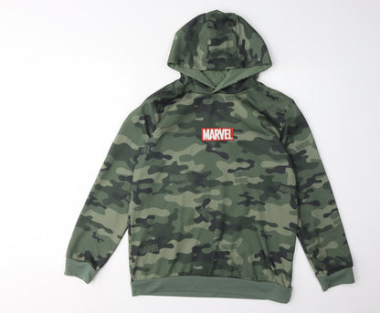 Marvel Boys Camouflage Hoodie 12 Years Pullover Green