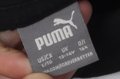Puma Boys Black Hoodie Pullover, Size 13, Graphic Logo