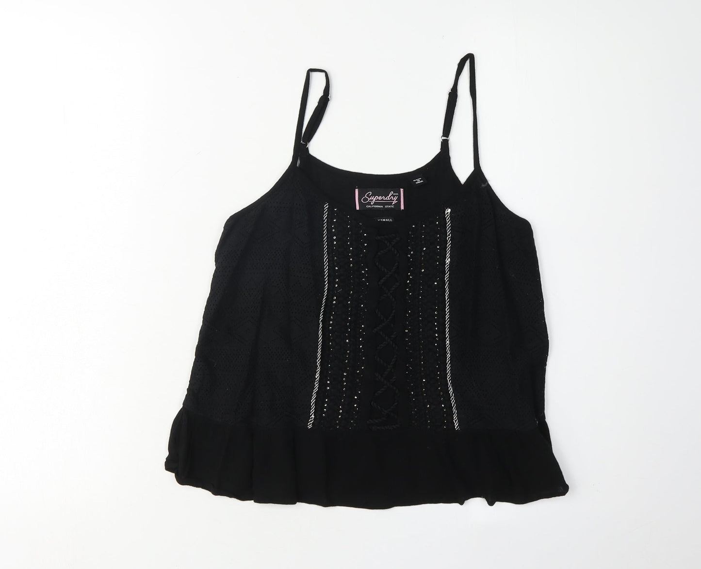 Womens UK Size XS Superdry Black Camisole Tank