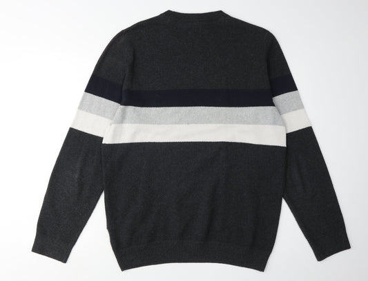 Tokyo Laundry Men's Black Striped Pullover Jumper L