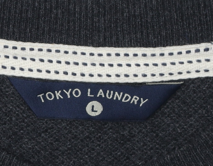 Tokyo Laundry Men's Black Striped Pullover Jumper L