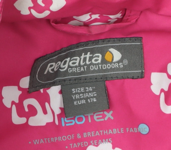 Regatta Girls' Pink Floral Rain Coat, Size 14