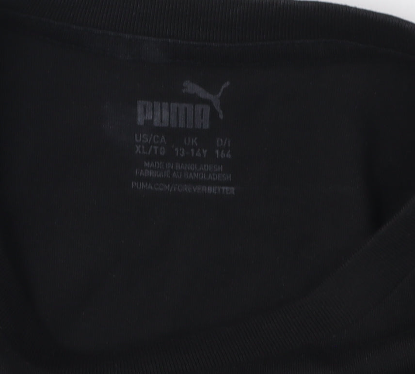 Puma Boys Black Graphic T-Shirt 13-14 Years