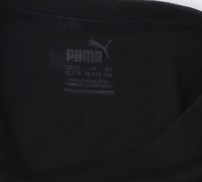 Puma Boys Black Graphic T-Shirt 13-14 Years