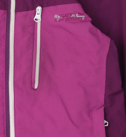 Regatta Girls Purple Hooded Jacket 5-6 Years - Waterproof Outdoor Coat