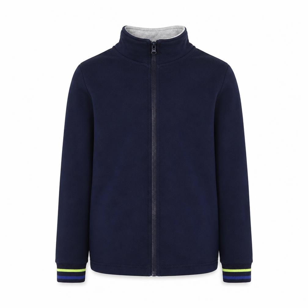Front view of Mountain Warehouse boys’ blue full zip sweatshirt 9-10 years