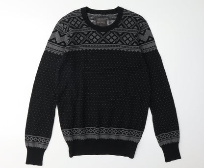 AllSaints Men's Black Argyle Pullover Jumper, Size S