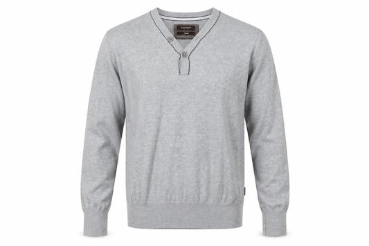 St. George by Duffer Men's Grey Henley Jumper Size S