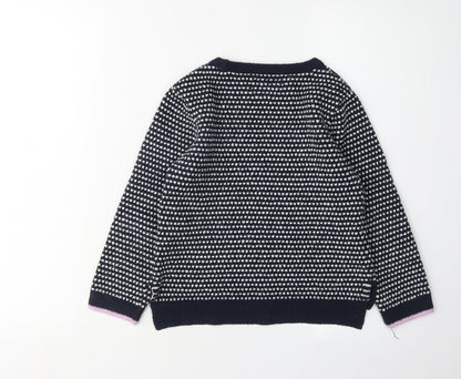 Joules Girls Blue Pullover Geometric Jumper 6 Years