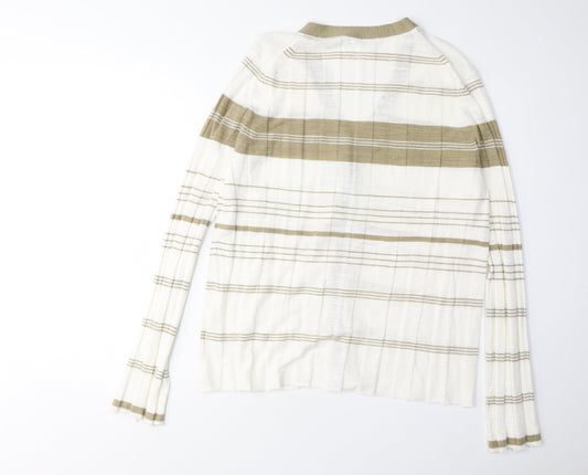 Jigsaw Women's Multicoloured Striped Linen Cardigan XL