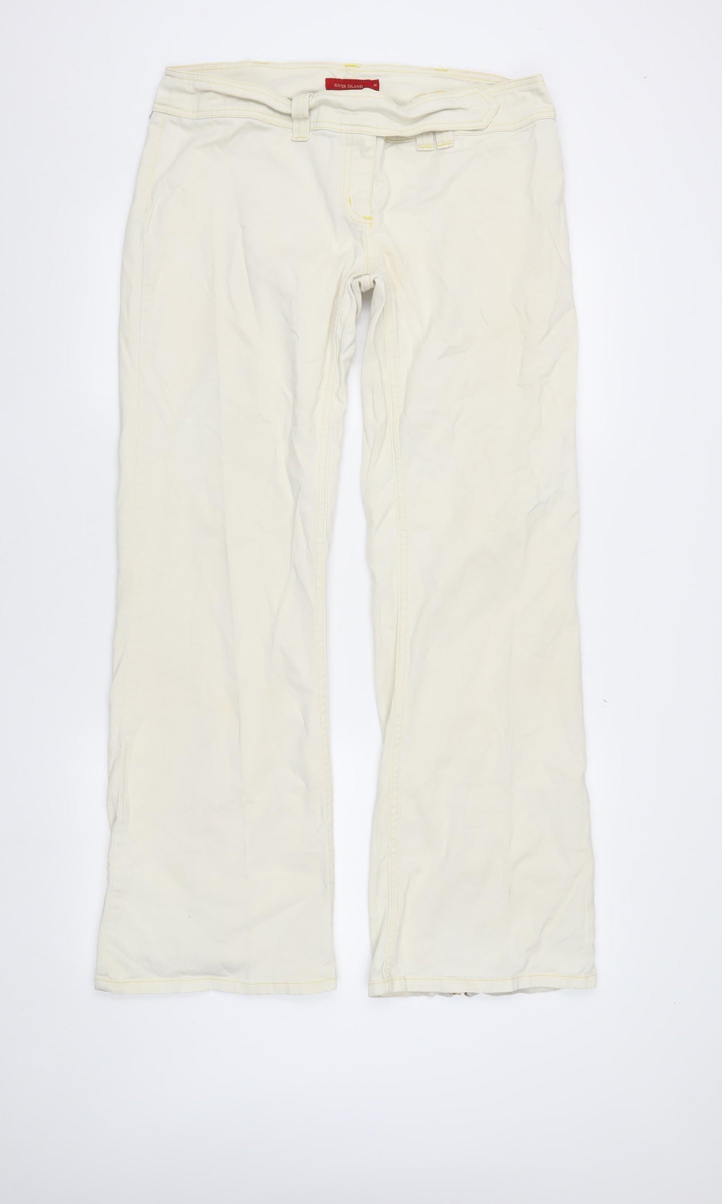 River Island Women's Ivory Ankle Zip Jeans Size 16
