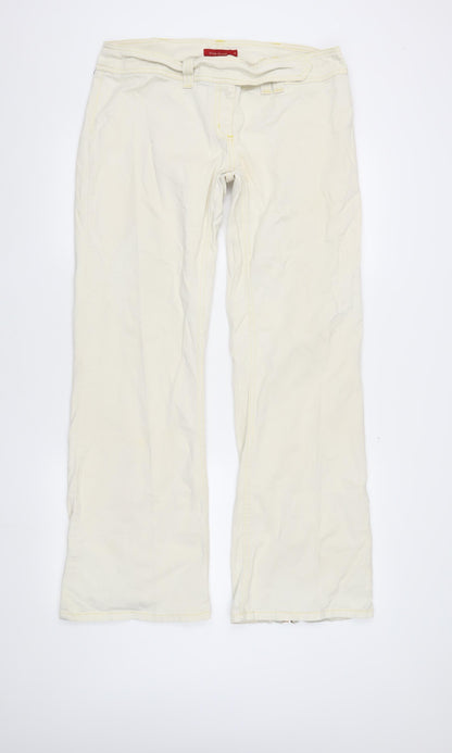 River Island Women's Ivory Ankle Zip Jeans Size 16