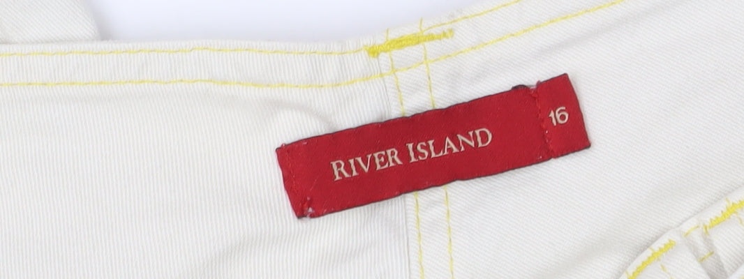 River Island Women's Ivory Ankle Zip Jeans Size 16