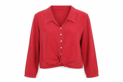 Womens UK Size 10 Zara Red Cropped Button-Up