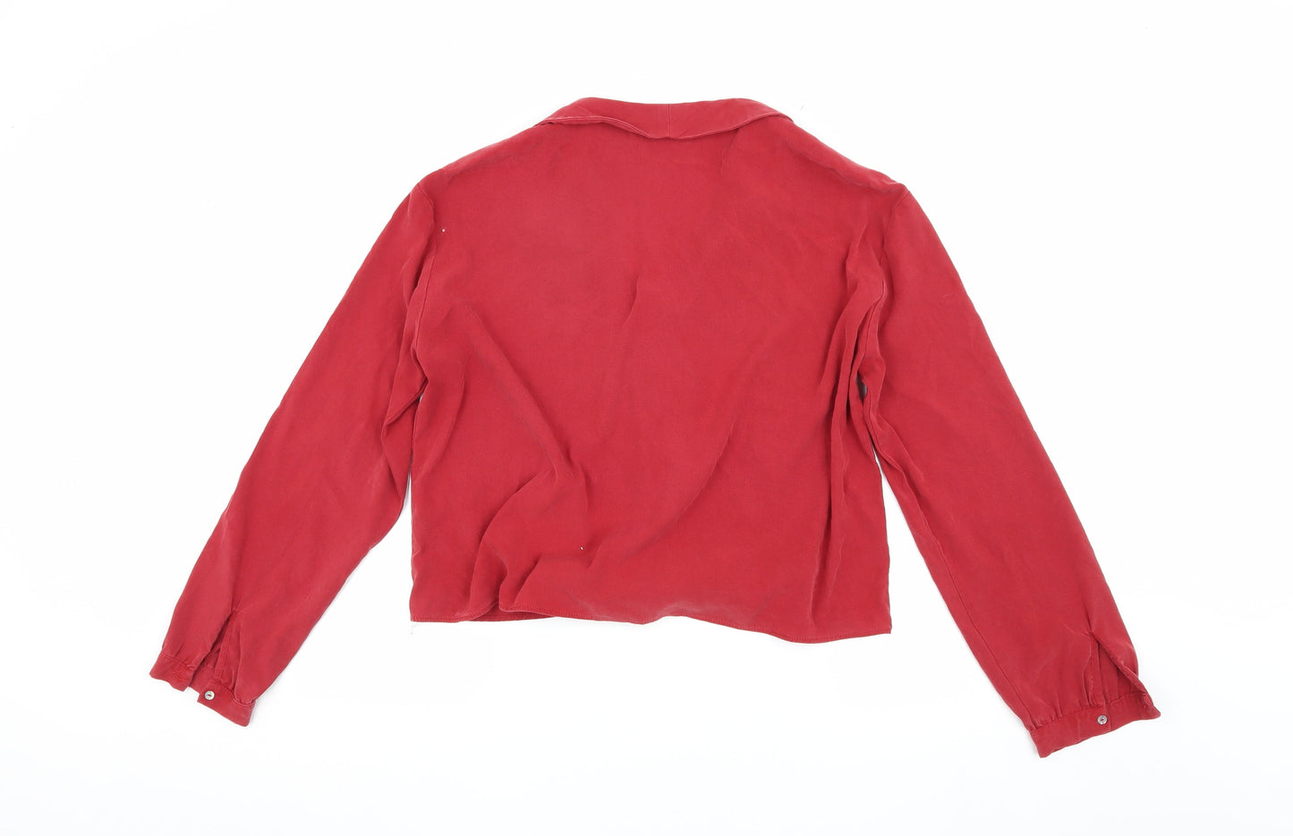 Womens UK Size 10 Zara Red Cropped Button-Up