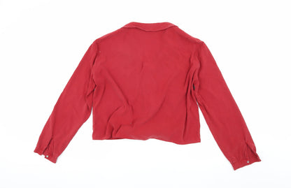 Womens UK Size 10 Zara Red Cropped Button-Up