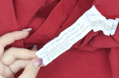 Womens UK Size 10 Zara Red Cropped Button-Up