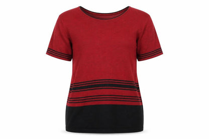 Berkertex Women's Red Striped T-Shirt Size 22