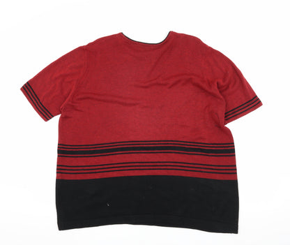 Berkertex Women's Red Striped T-Shirt Size 22