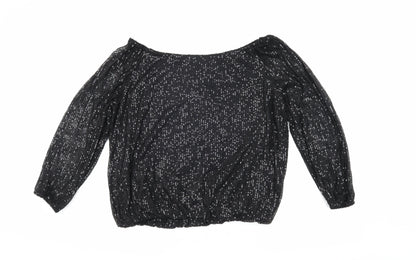 Womens UK Size L QED London Black Basic Blouse