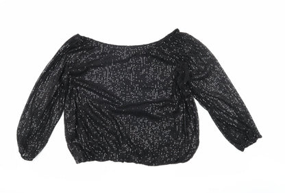 Womens UK Size L QED London Black Basic Blouse