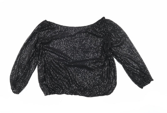 Womens UK Size L QED London Black Basic Blouse