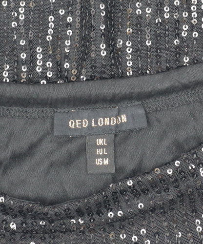 Womens UK Size L QED London Black Basic Blouse
