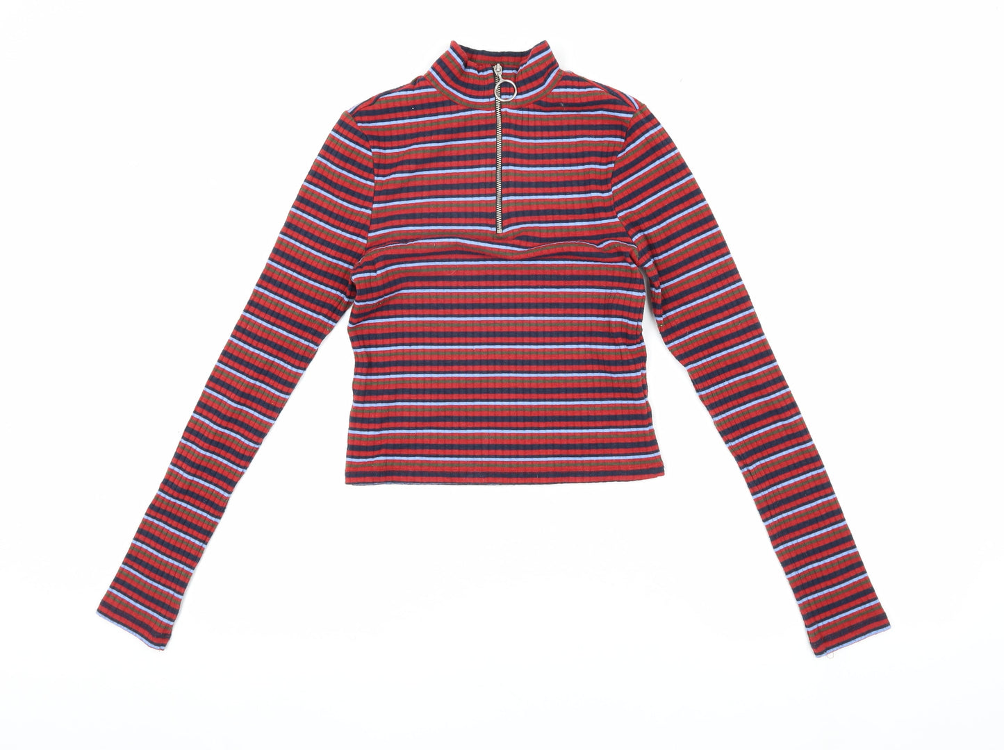 Womens UK Size 8 Topshop Multicoloured Cropped T-Shirt