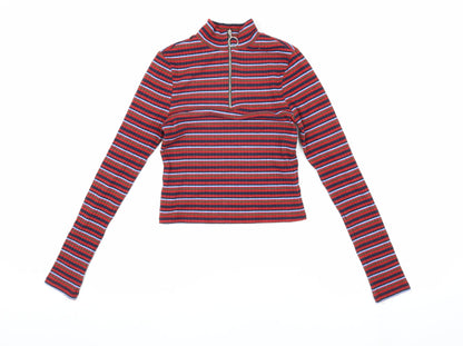 Womens UK Size 8 Topshop Multicoloured Cropped T-Shirt